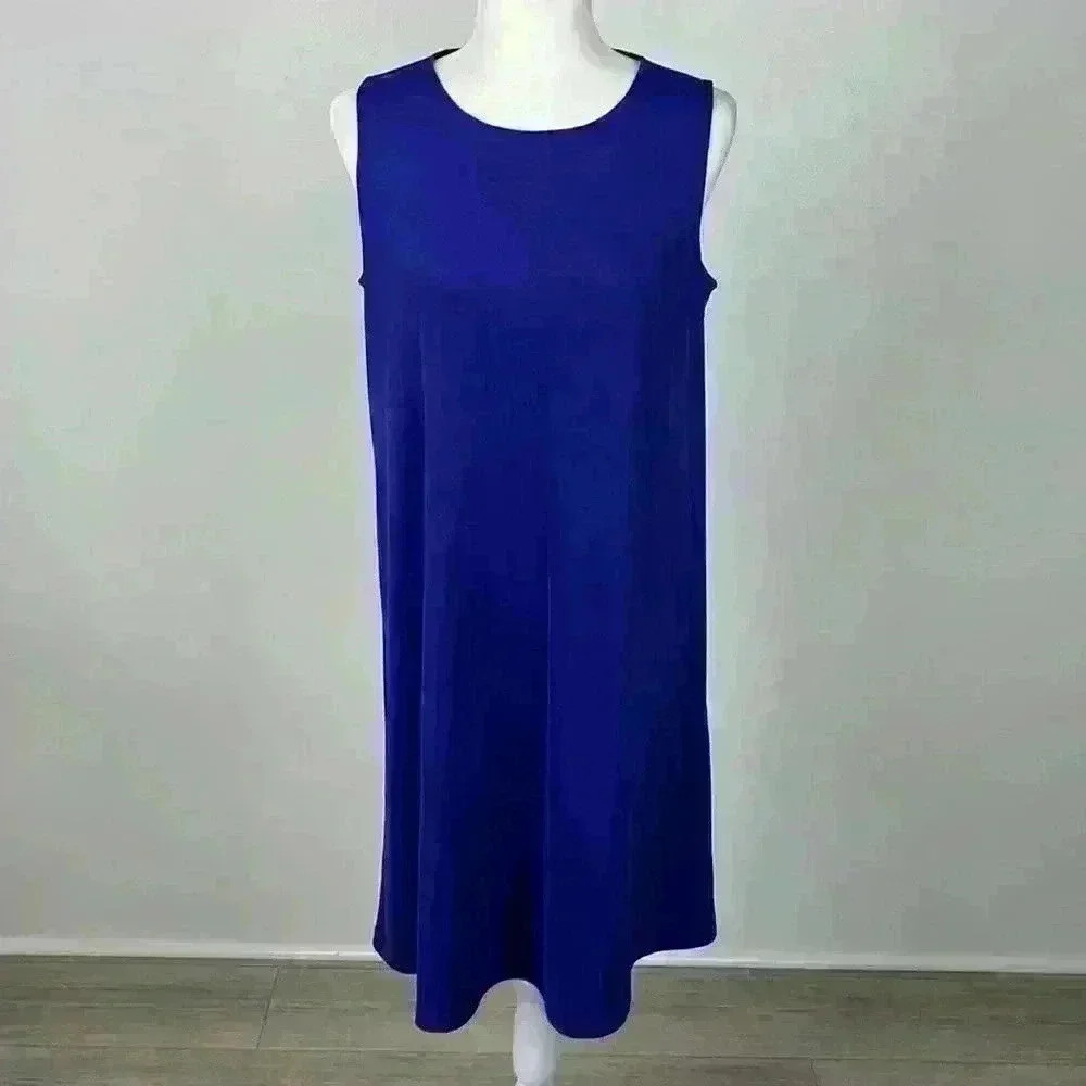 KASPER Blue/Purple Sleeveless Midi Dress Size M
